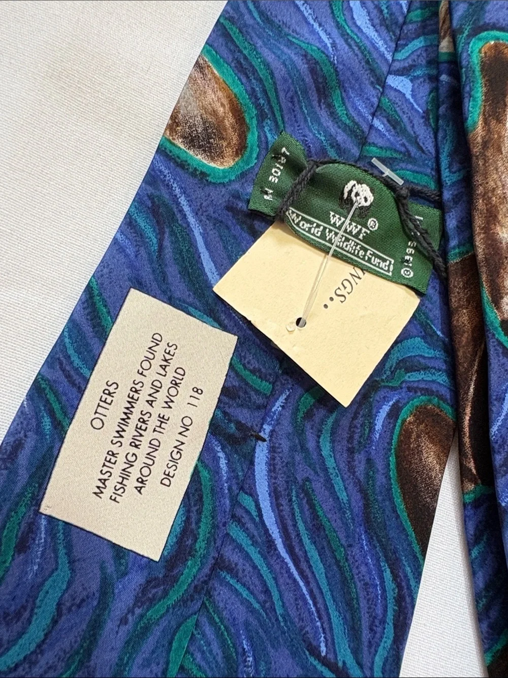 Vintage Wwf Robert Talbott Otter Silk Tie, NWT